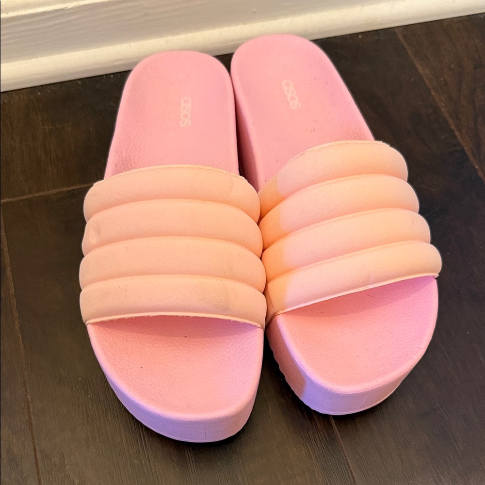 ASOS Blush Quilted Slide Sandals
